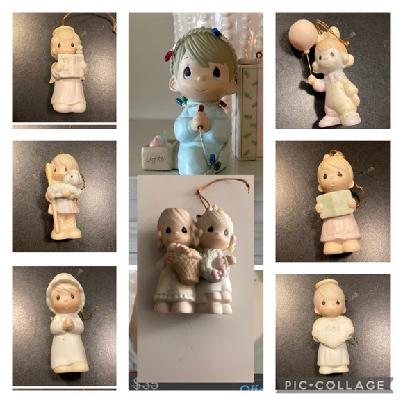 PRECIOUS MOMENTS bundle/8 ~ 7 Christmas ornaments & 1 stocking holder - Picture 1 of 15